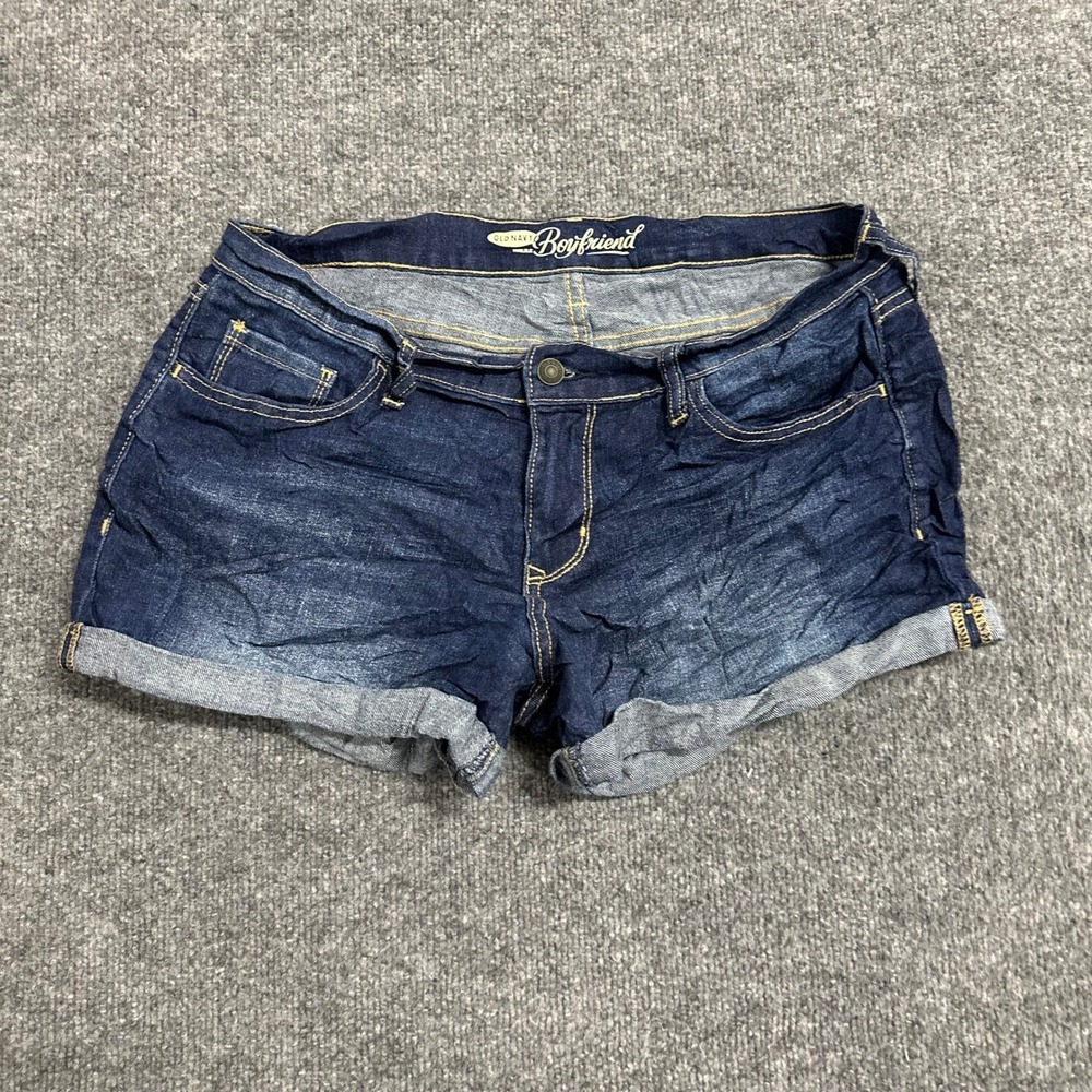 Old Navy Denim Shorts Womens Size 8 Dark Wash Boyfriend Rolled Cuff Casual